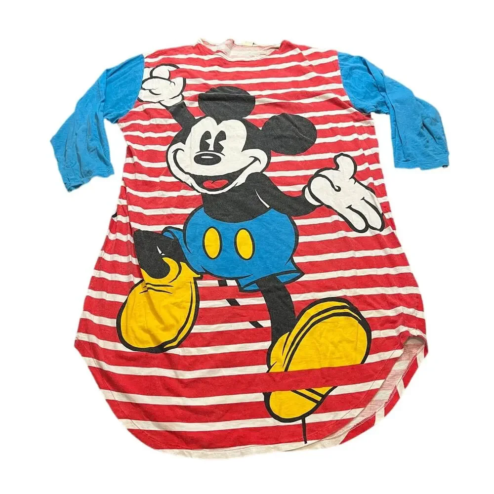 RARE Vintage Mickey‎ Mouse Disney Single Stitch Nigh Gown Shirt AOP OS